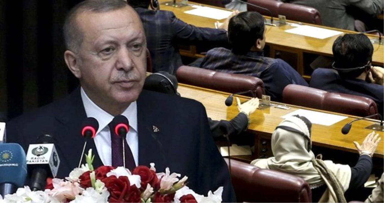 Son dakika: Pakistan\'da bir konuşma gerçekleştiren Erdoğan\'ın sözleri, masaya vurularak kesildi