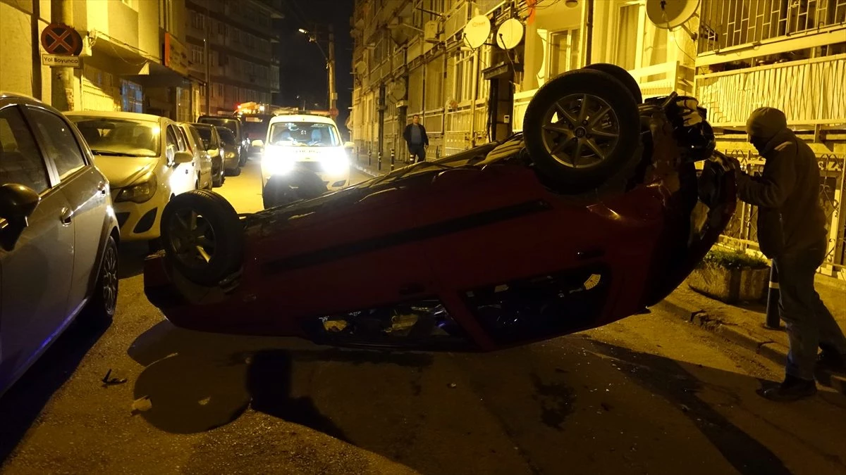 Bursa\'da alkollü sürücü takla atan otomobilden yara almadan kurtuldu