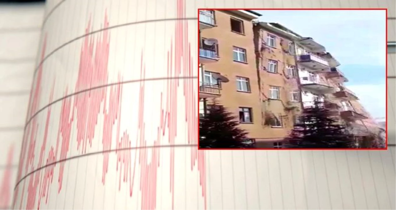 Elazığ\'da bugün meydana gelen 4.2 büyüklüğündeki depremde hasarlı bina çöktü