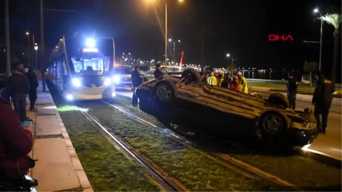 İzmir kontrolden çıkan araç takla attı 2 yaralı