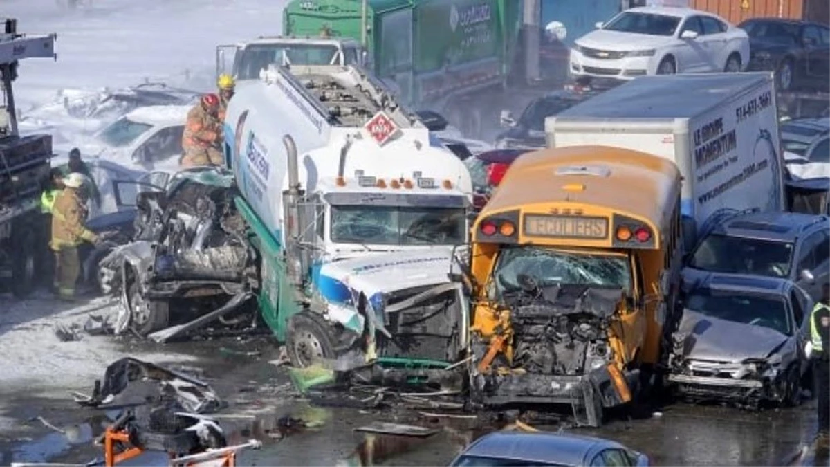Kanada\'da meydana gelen zincirlemeye kazada 200 araç hasar gördü
