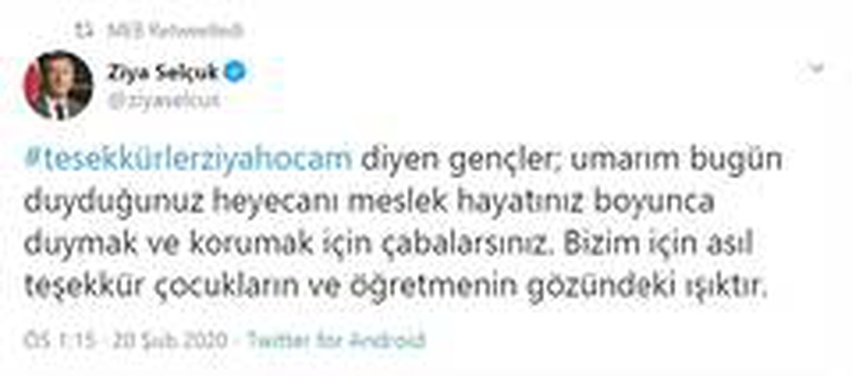 Bakan Selçuk teşekkür mesajlarına yanıt verdi