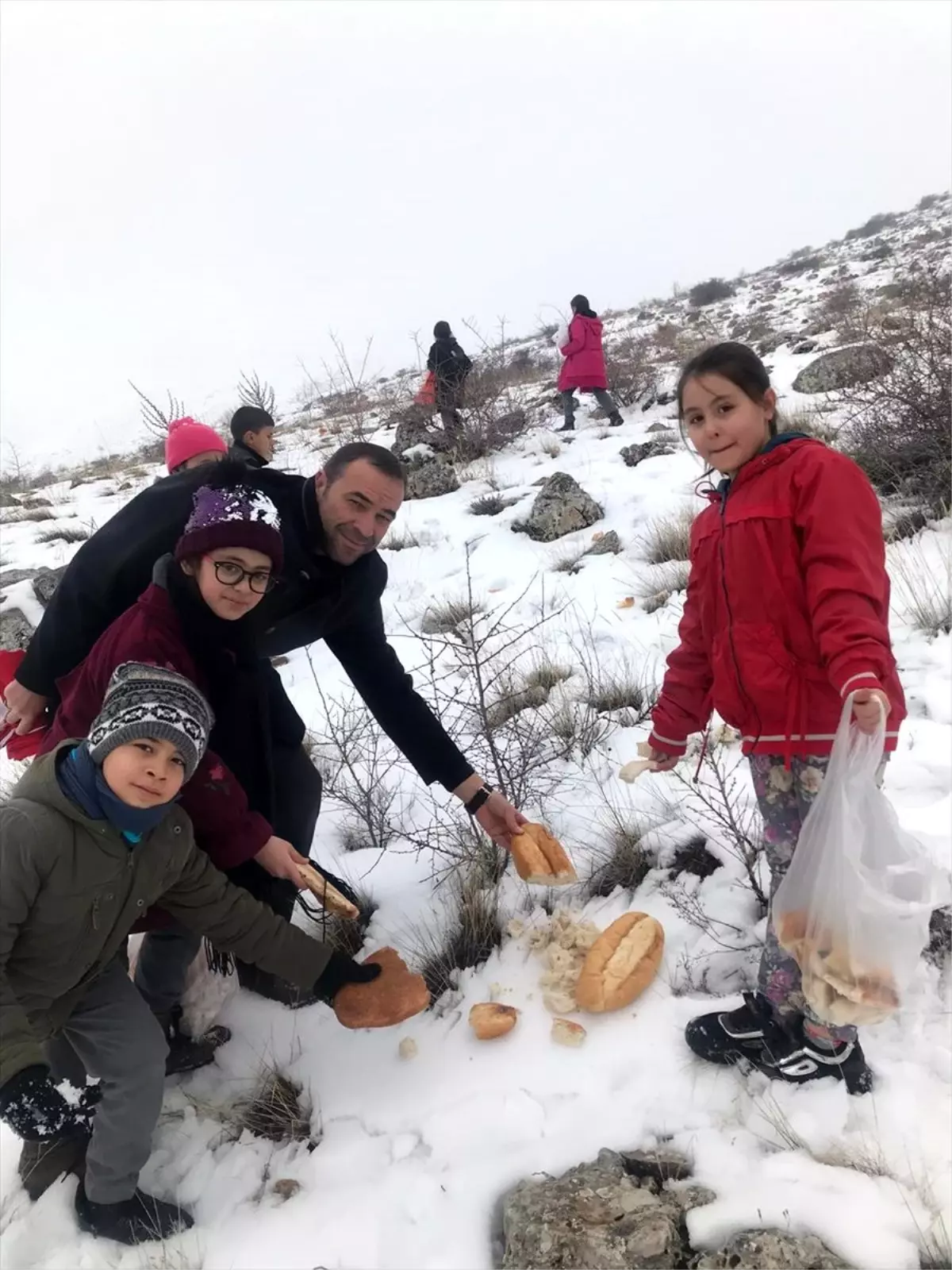 İlkokul öğrencileri doğaya hayvanlar için yem bıraktı