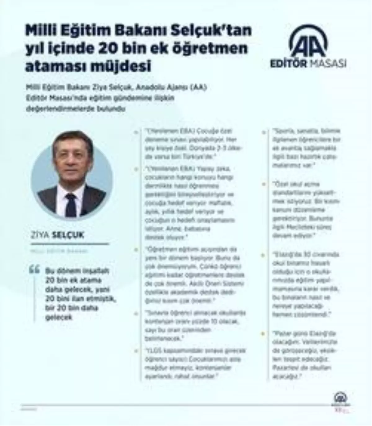 Milli Eğitim Bakanı Selçuk, AA Editör Masası\'nda soruları yanıtladı (3)