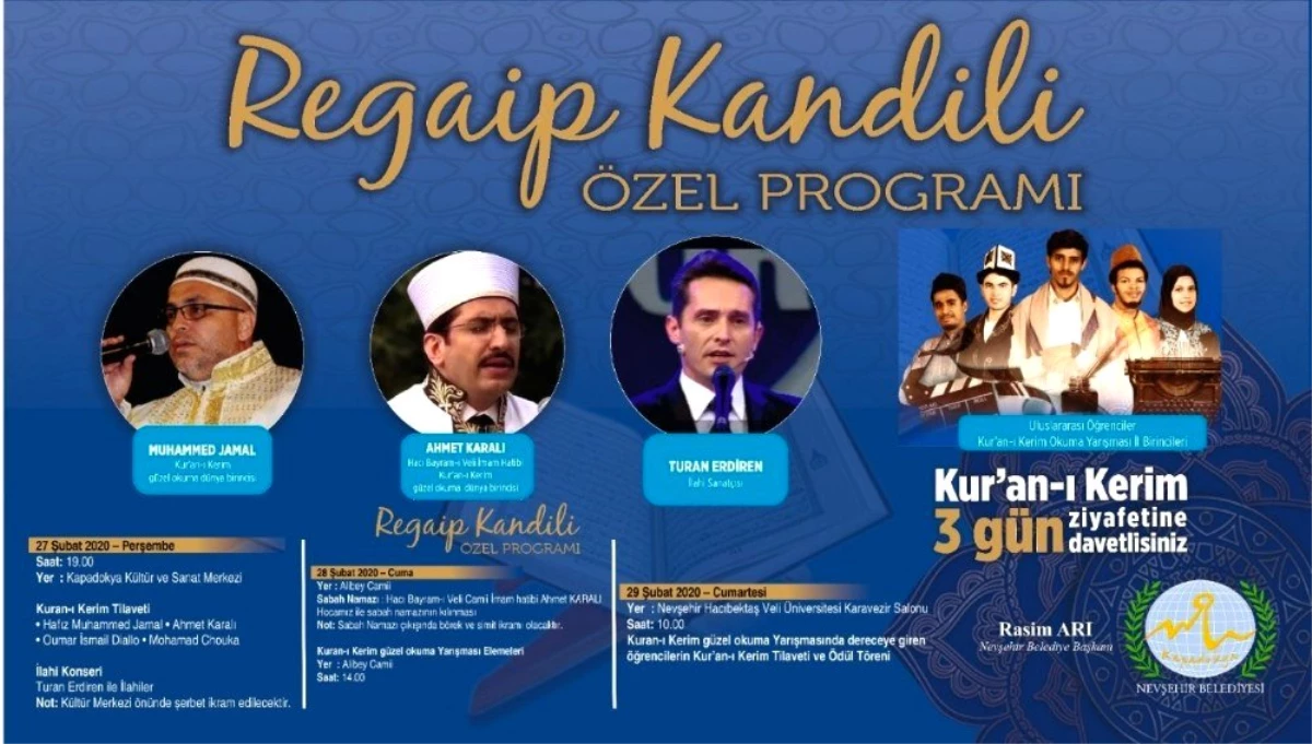 Nevşehir Belediyesi, \'Regaip Kandili özel programı\' ile Kur\'an-ı Kerim ziyafeti sunacak