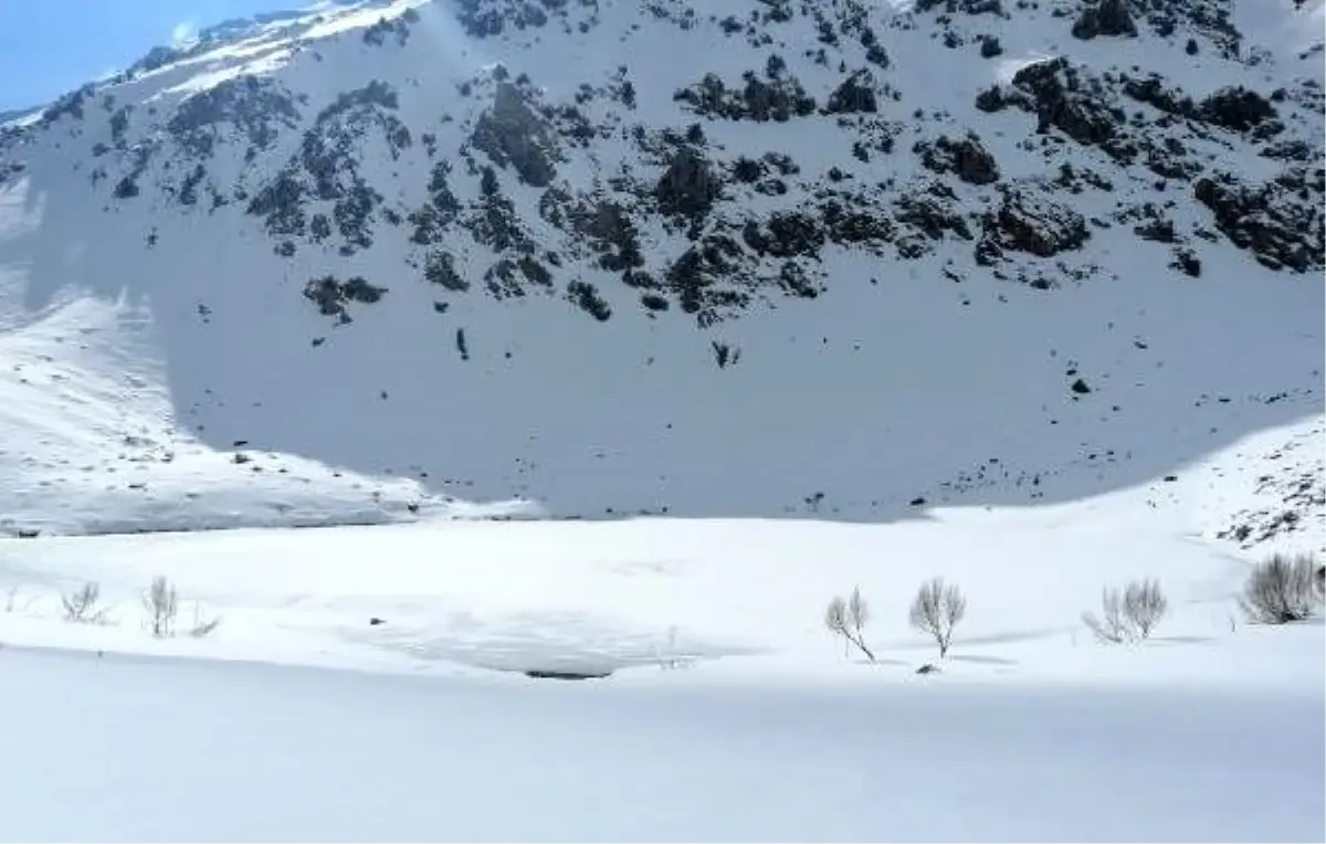 Rengiyle ilgi çeken Yeşilgöl buz tuttu, kar altında kaldı