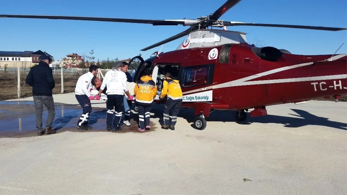 Konya\'da kalp krizi geçiren hastaya hava ambulansı