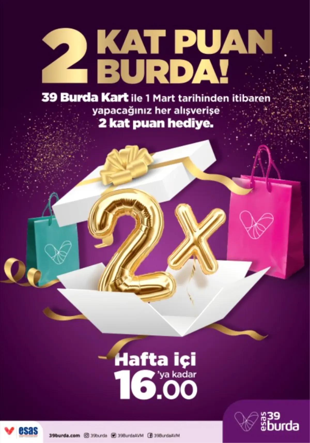 39 Burda AVM\'den 2 kat puan hediye