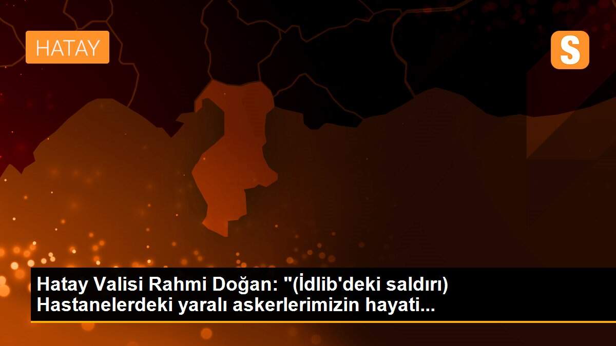 Hatay Valisi Rahmi Doğan: "(İdlib\'deki saldırı) Hastanelerdeki yaralı askerlerimizin hayati...