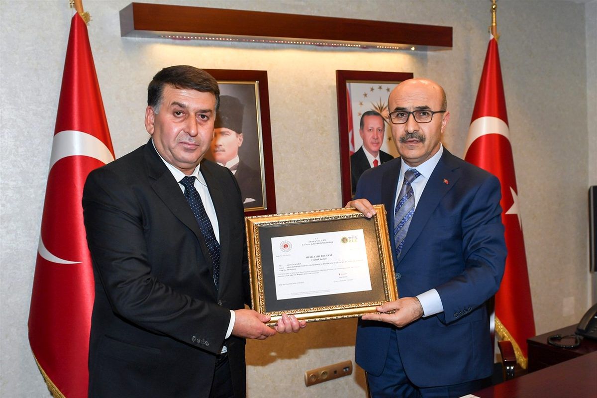 Adana Valiliği, "Sıfır Atık Belgesi" aldı