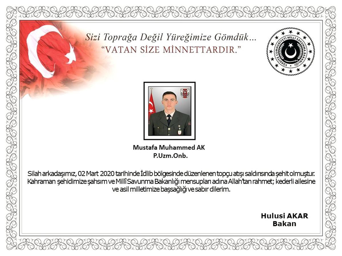 İdlib\'de 1 asker şehit oldu, 1 asker yaralandı