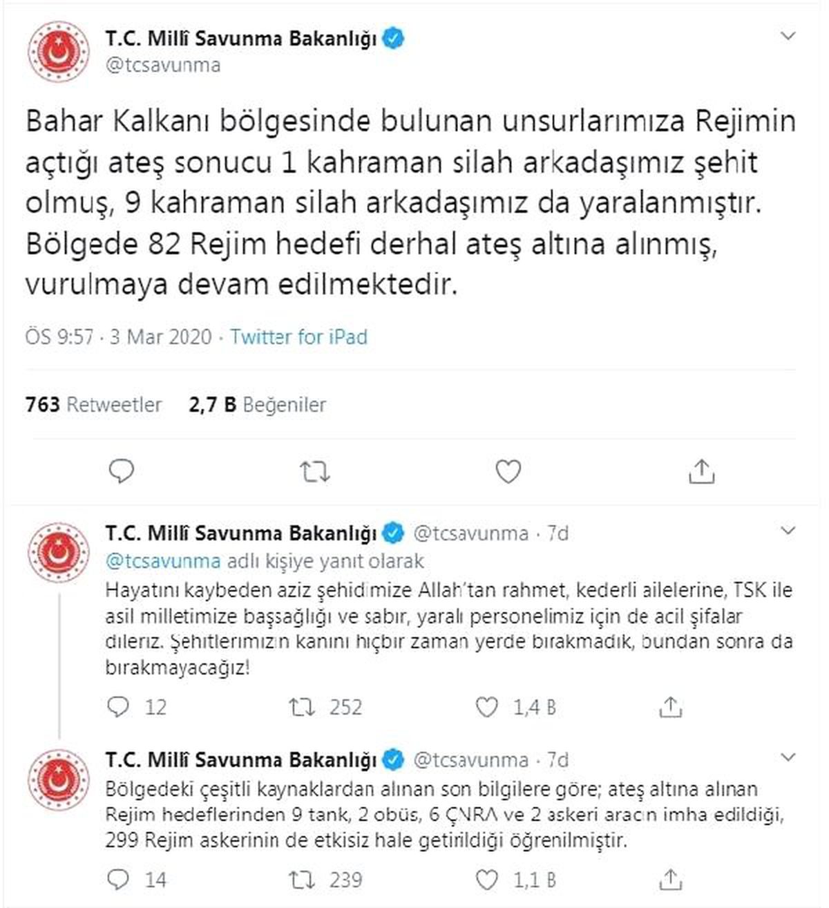 MSB: 1 asker şehit, 9 yaralı