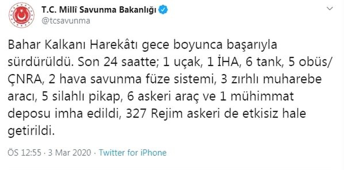 MSB: Son 24 saatte 327 rejim askeri etkisiz hale getirildi
