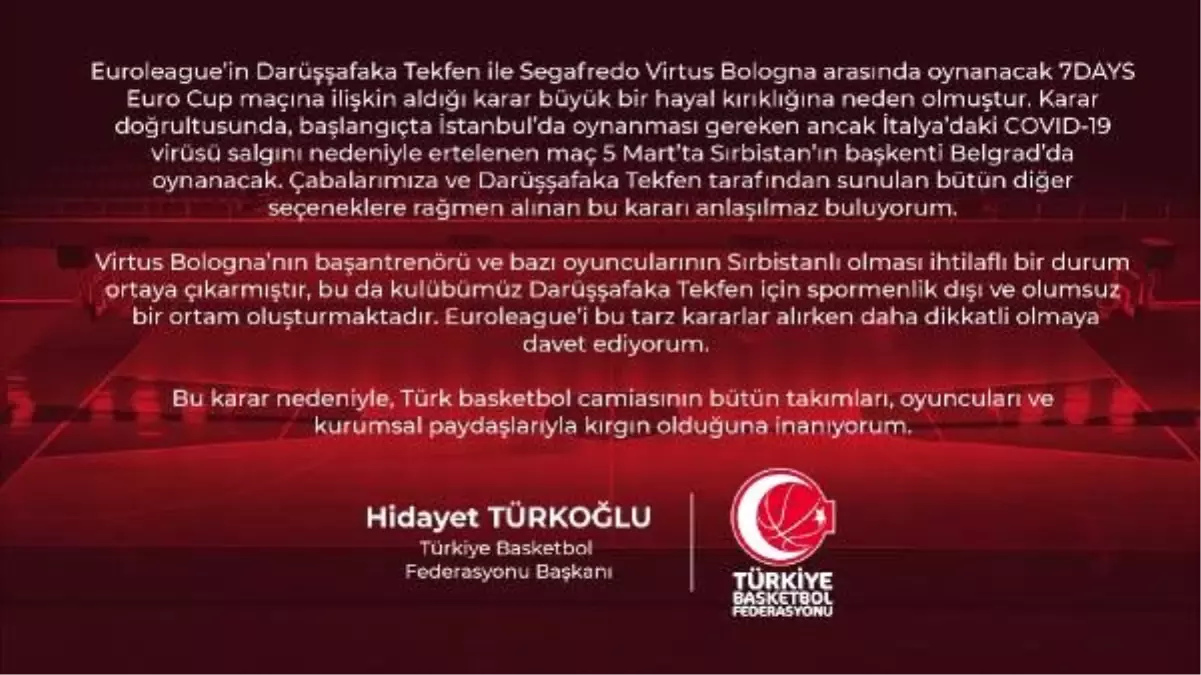 Hidayet Türkoğlu: Euroleague\'in kararı hayal kırıklığına neden oldu