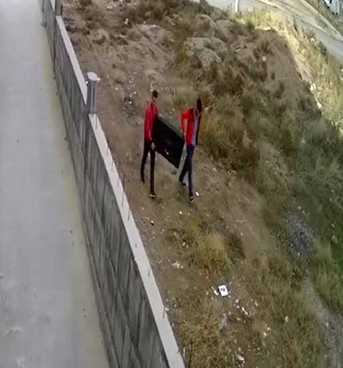 Çaldıkları televizyonu taşıma anları kamerada