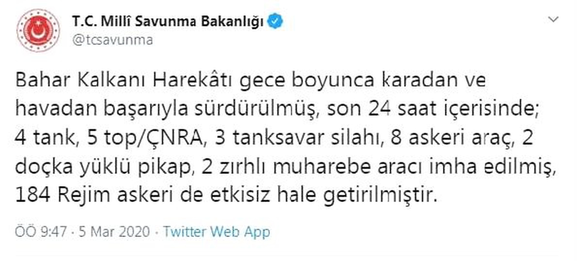 MSB: Son 24 saatte 184 rejim askeri etkisiz hale getirildi