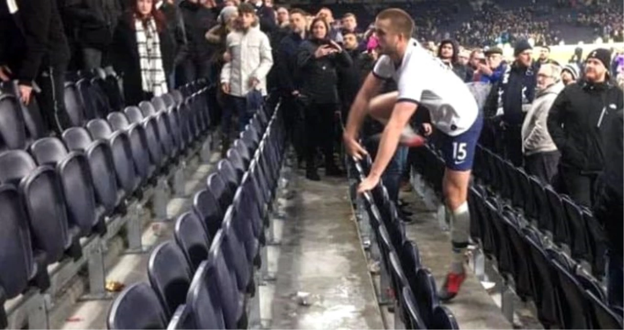 Tottenham forması giyen Eric Dier, tribüne girerek taraftarla kavga etti