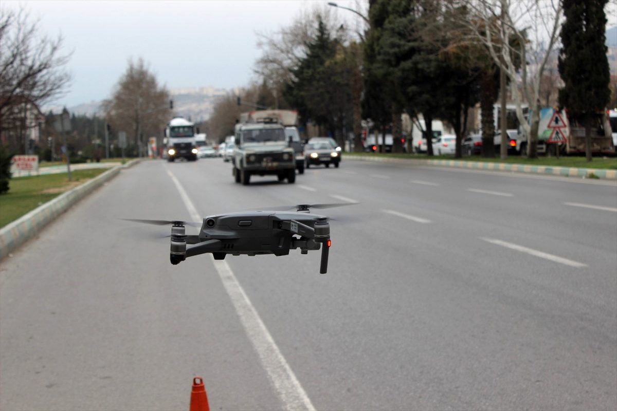 Kahramanmaraş\'ta polisten drone ile trafik denetimi