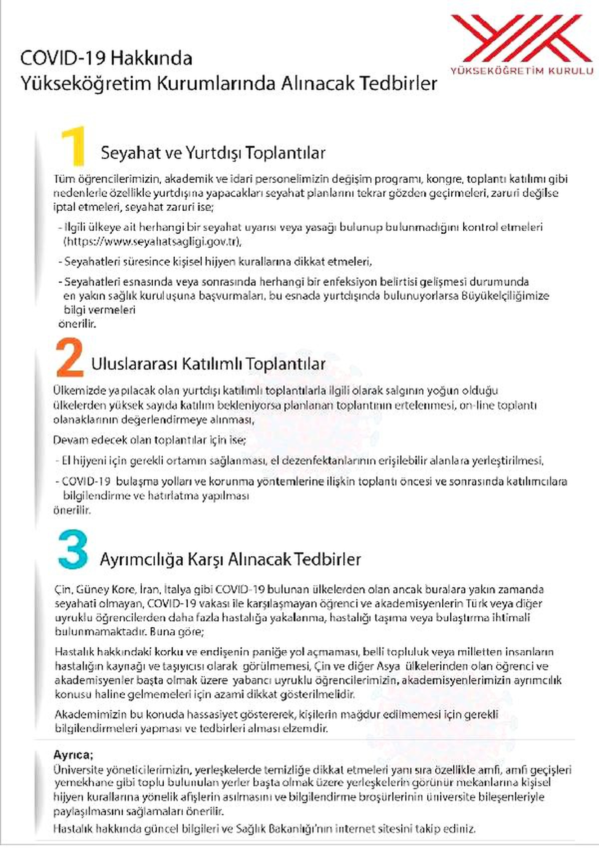 YÖK\'ten üniversitelere \'koronavirüs\' tedbirleri yazısı
