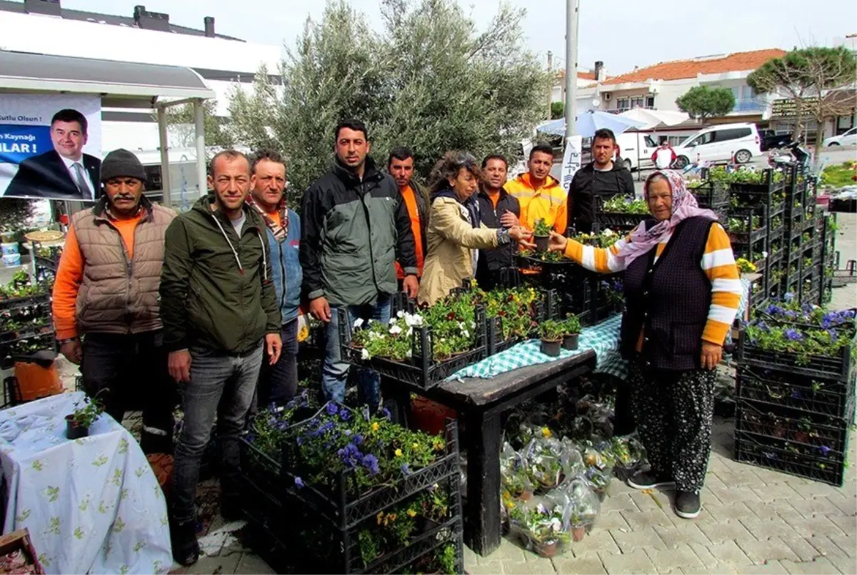 Çeşme Belediyesi\'nden kadınlara çiçek fidanı