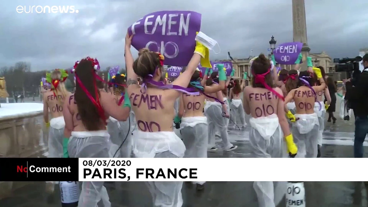 Femen grubundan Paris\'te eylem: Ataerkil salgını sonlandırın