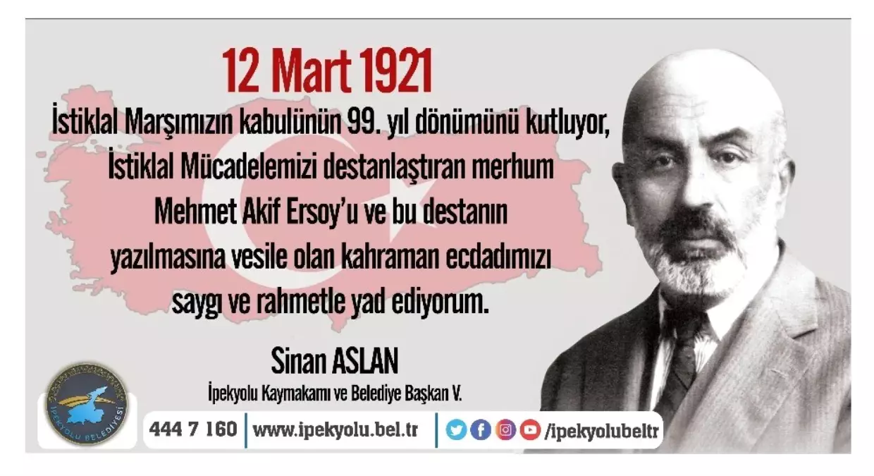 Kaymakam Aslan\'dan \'12 Mart İstiklâl Marşı\'nın Kabulü ve Mehmet Akif Ersoy\'u Anma Günü\' mesajı