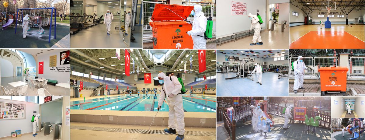 İlçe genelinde hummalı bir dezenfekte çalışması yürütülüyor