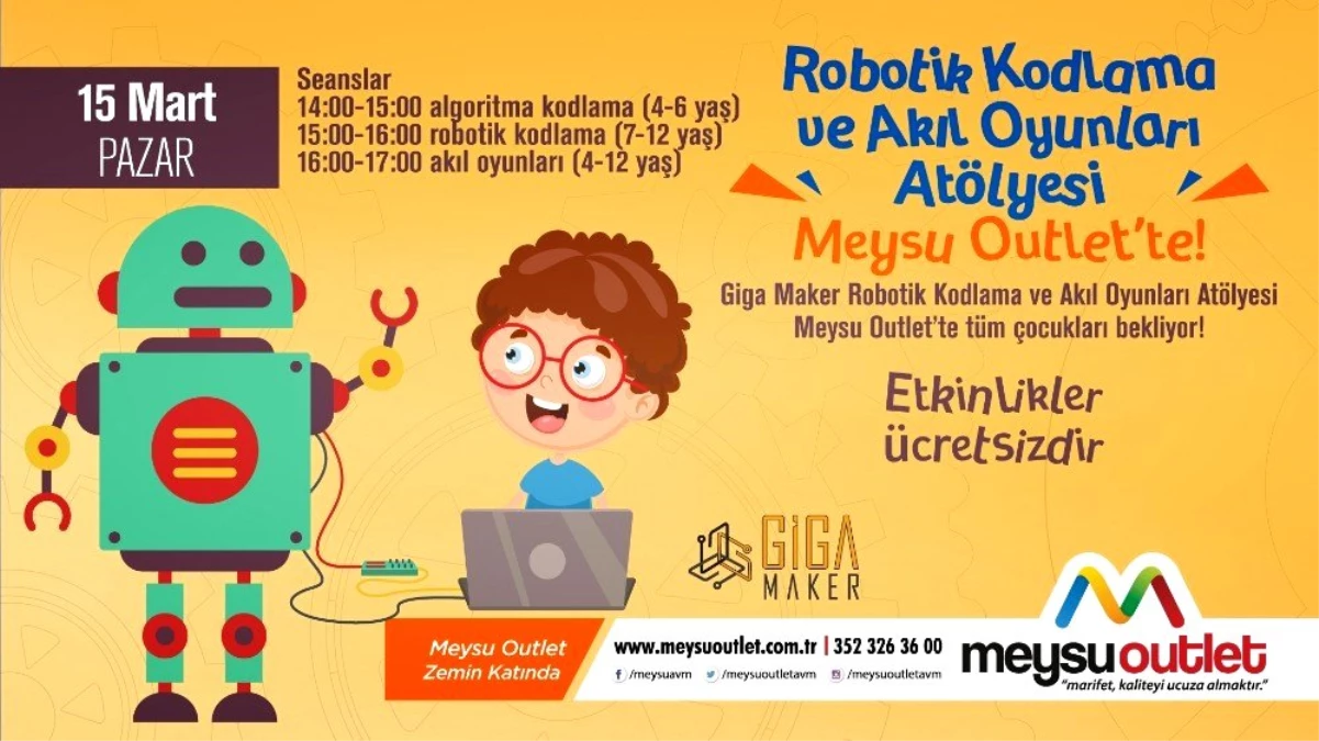 Meysu Outlet\'te robotik kodlama ve akıl oyunları atölyesi