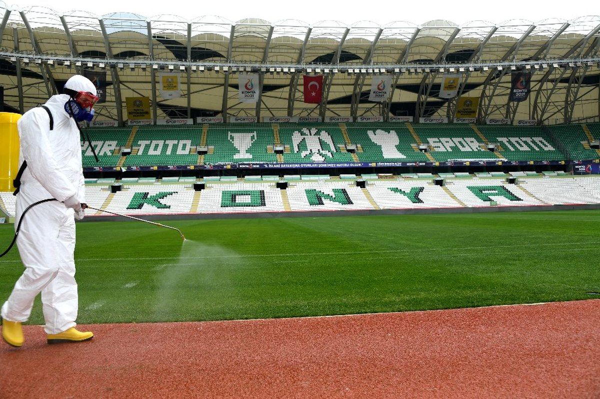 Konya stadı, Fenerbahçe maçı öncesi dezenfekte edildi