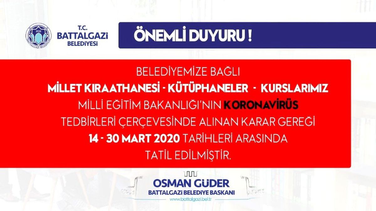 Malatya\'da Korona virüs tedbirleri