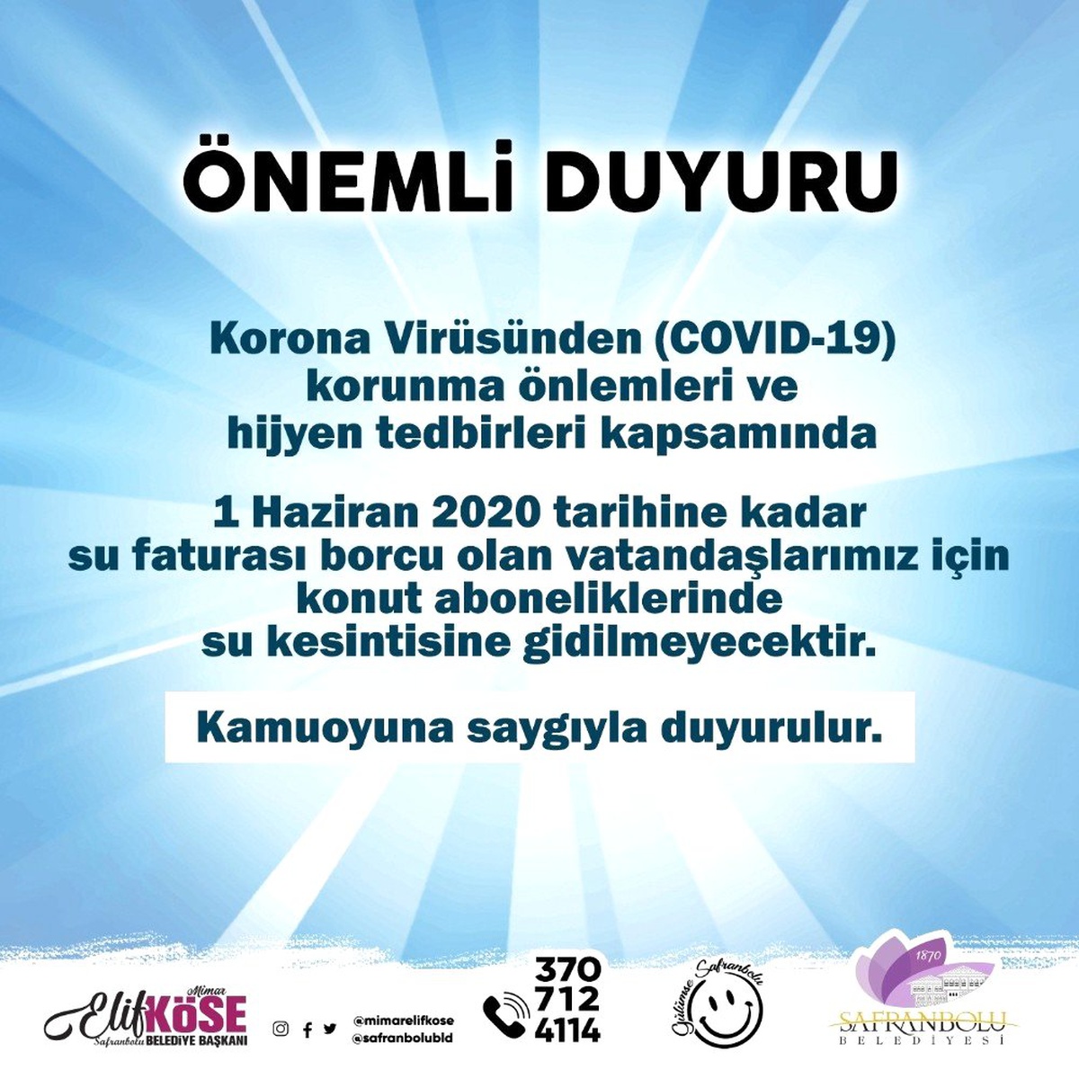 Safranbolu\'da korona virüse karşı su kesintisi yapılmayacak