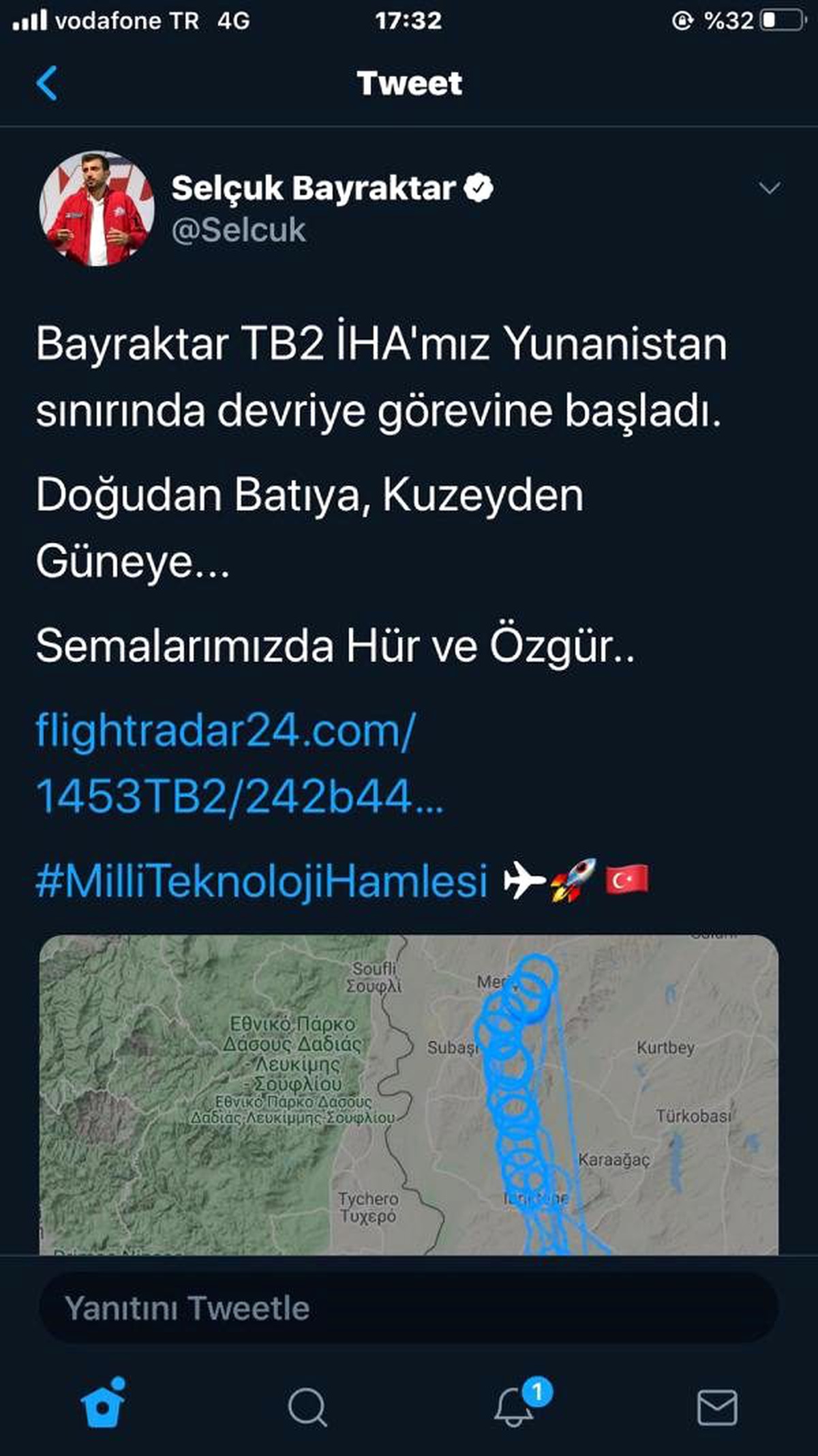 Selçuk Bayraktar: TB2 İHA\'mız Yunanistan sınırında devriyede