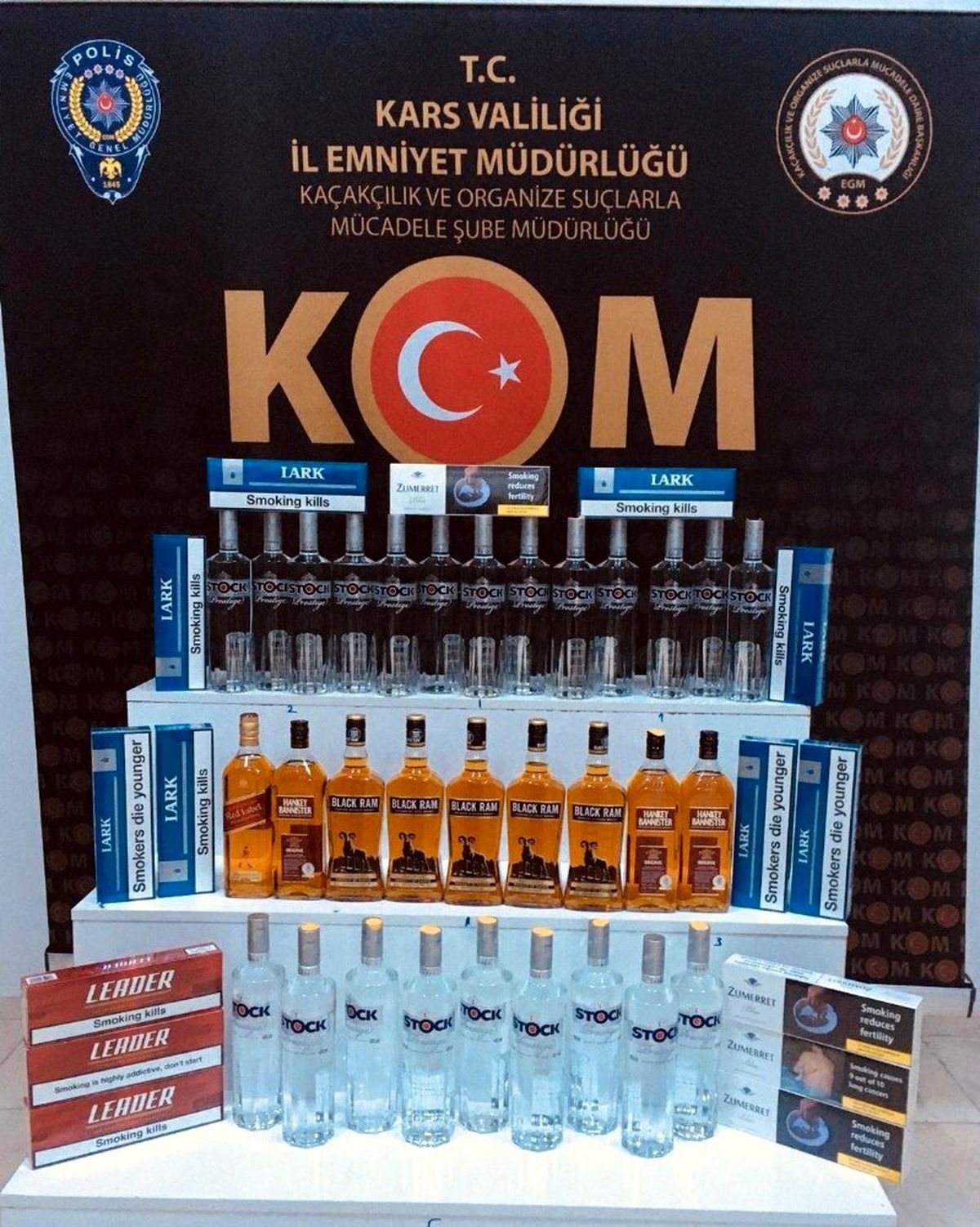 Kars\'ta kaçak içki ele geçirildi