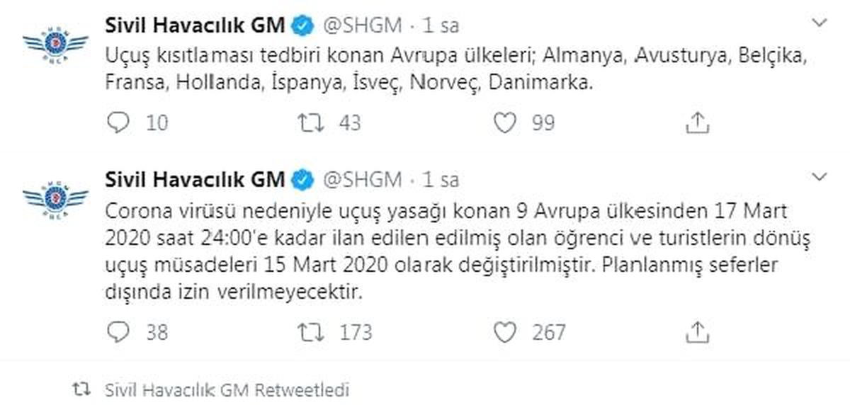 9 Avrupa ülkesinden dönüş uçuşları 2 gün öne alındı