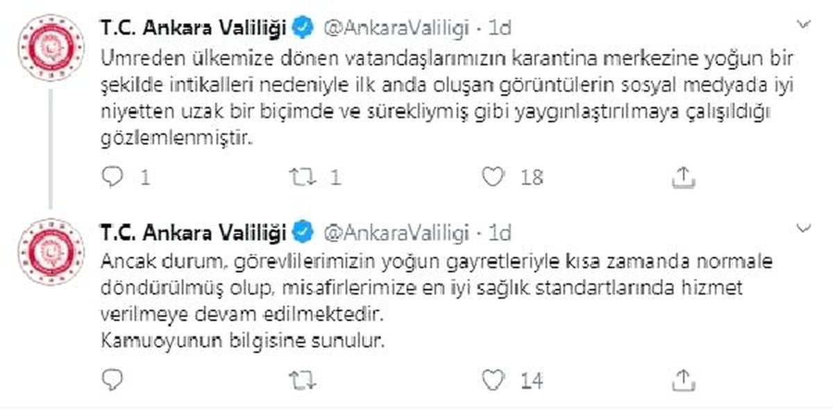 Ankara Valiliği\'nden yurttaki gözlem görüntülerine ilişkin açıklama
