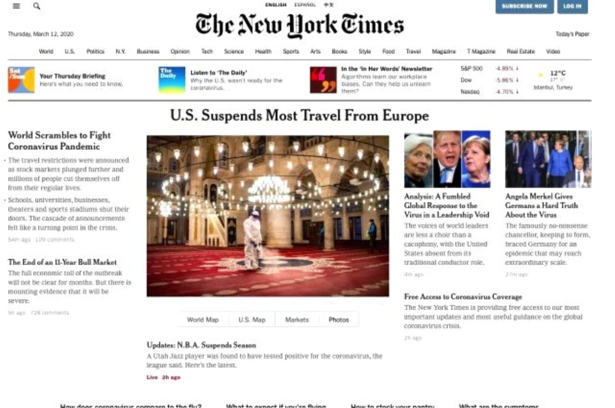 New York Times gazetesi koronavirüs haberinde kullandığı için tepki çeken Türkiye fotoğraflarını kaldırdı