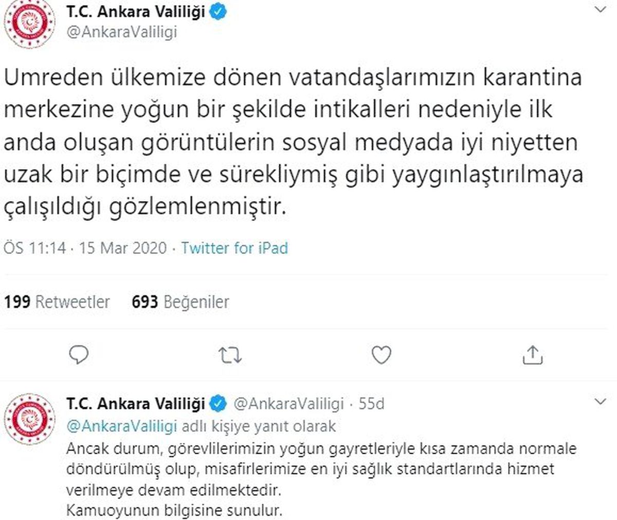Ankara Valiliğinden yurttaki gözlem görüntüleri hakkında açıklama