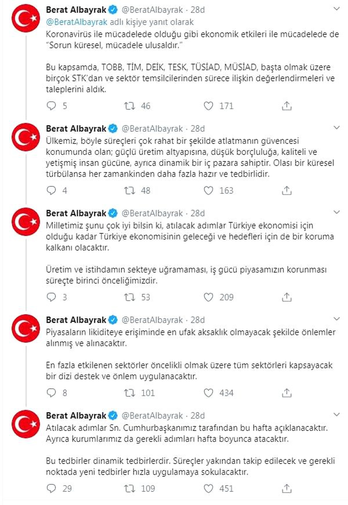 Bakan Albayrak: Tüm sektörleri kapsayan destek ve önlem uygulanacak