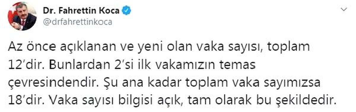 Bakan Koca: Toplam vaka sayısı 18\'dir (2)