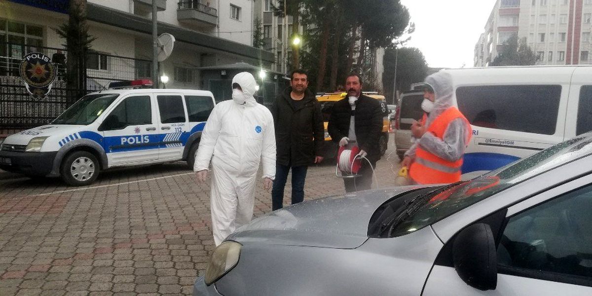 Emniyet binası ve araçlar dezenfekte edildi