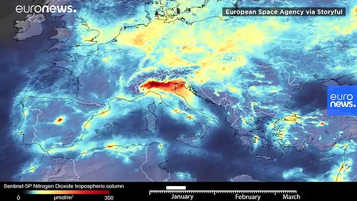 Uydu görüntüleri, koronavirüs nedeniyle İtalya\'da hava kirliliğinin azaldığını gösteriyor
