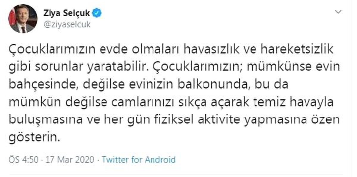 Bakan Selçuk\'tan \'fiziksel aktivite\' çağrısı
