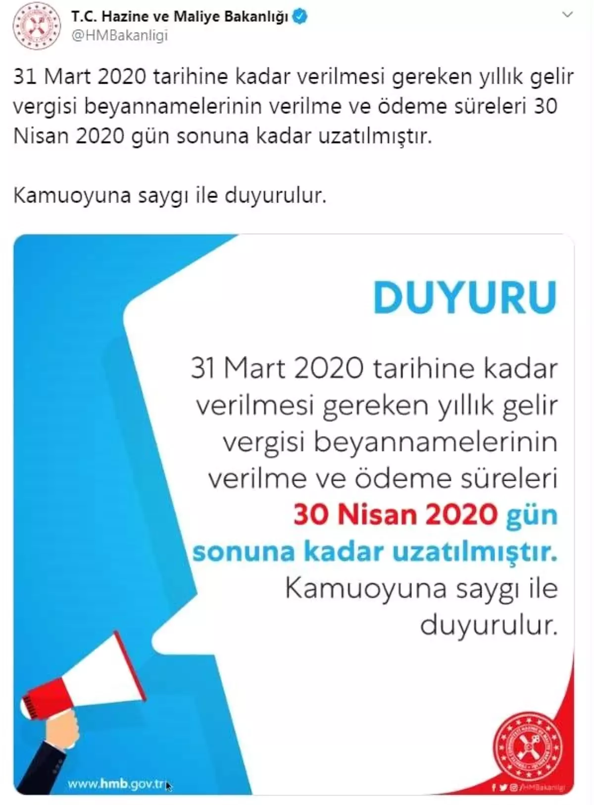 Yıllık gelir vergisi beyannamelerinin verilme ve ödeme süreleri uzatıldı