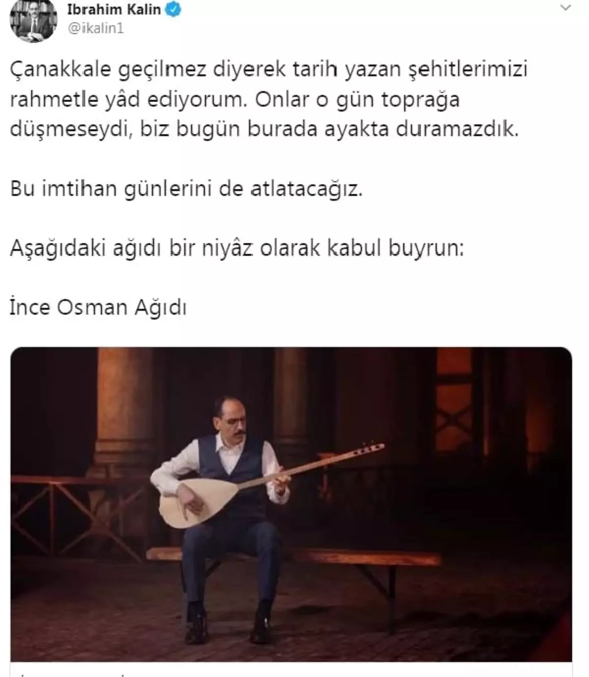 İbrahim Kalın, Çanakkale şehitlerini \'İnce Osman\' ile andı