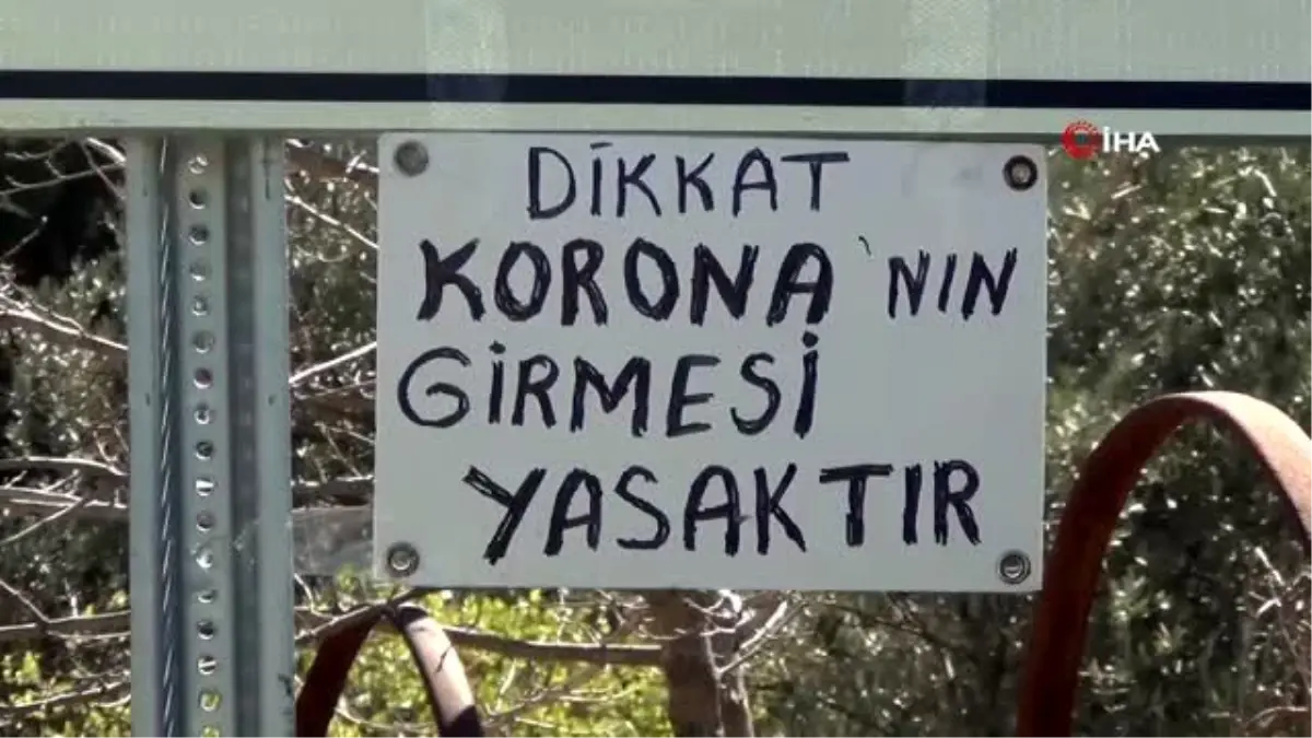 Köy girişine \'Korona\'nın girmesi yasak\' yazısı asıldı