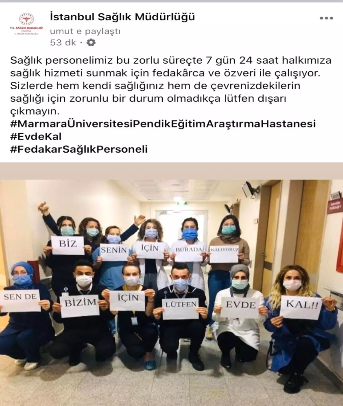 Sağlık çalışanlarından vatandaşlara evinizden çıkmayın uyarısı