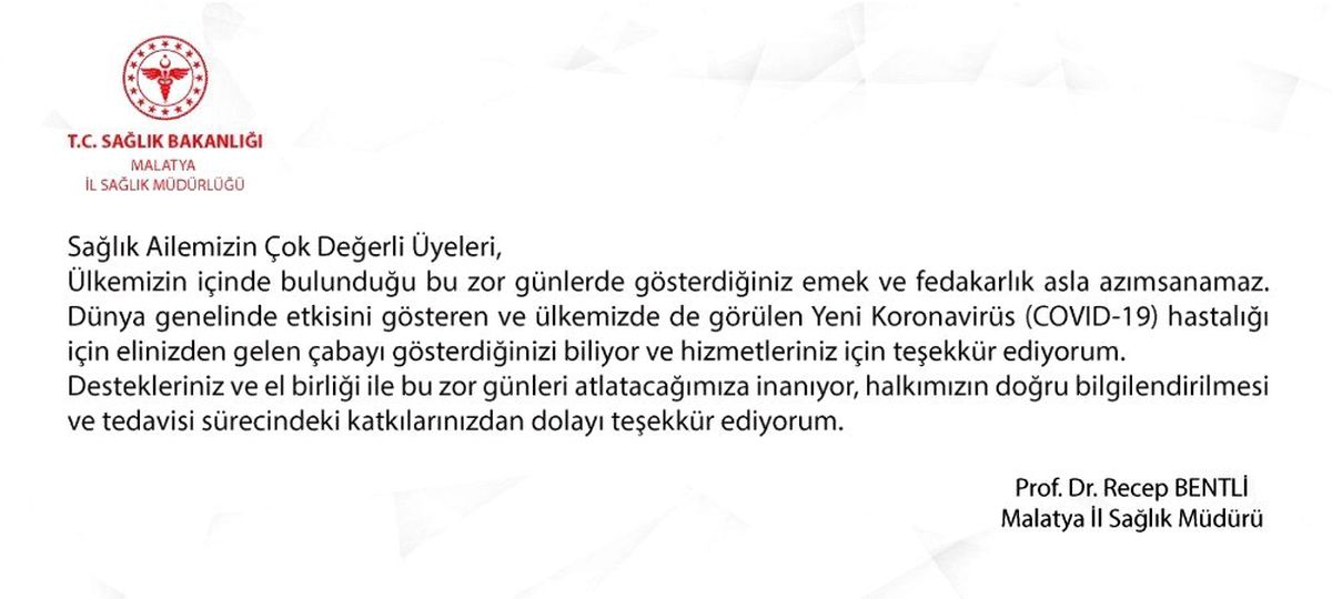 Müdür Bentli\'den korona virüs teşekkürü