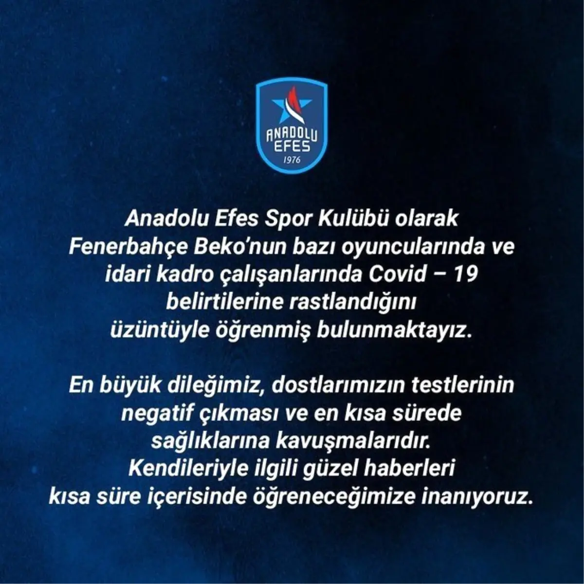 Anadolu Efes\'ten Fenerbahçe\'ye geçmiş olsun mesajı