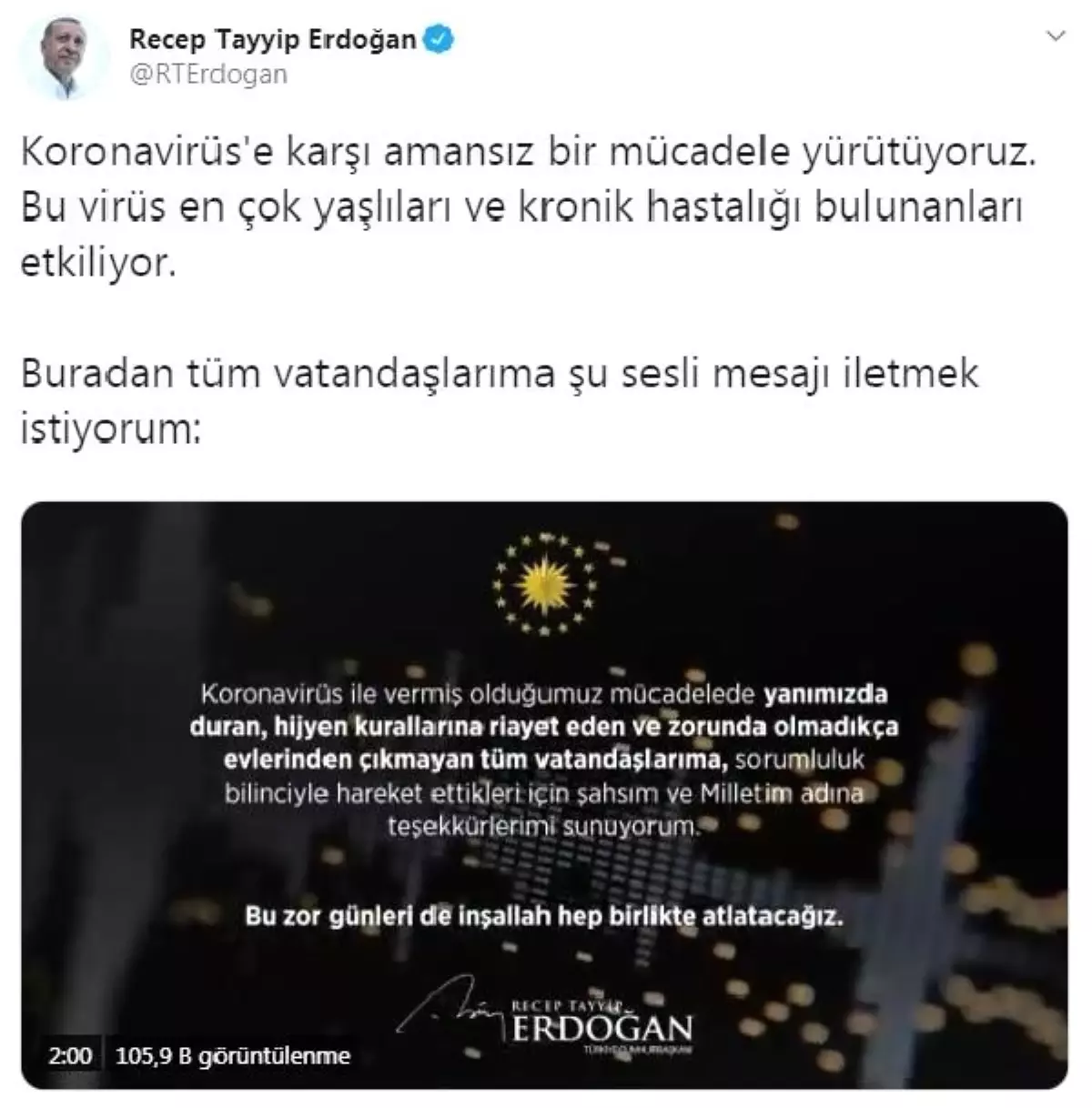 Cumhurbaşkanı Erdoğan\'dan sokağa çıkmama çağrısı