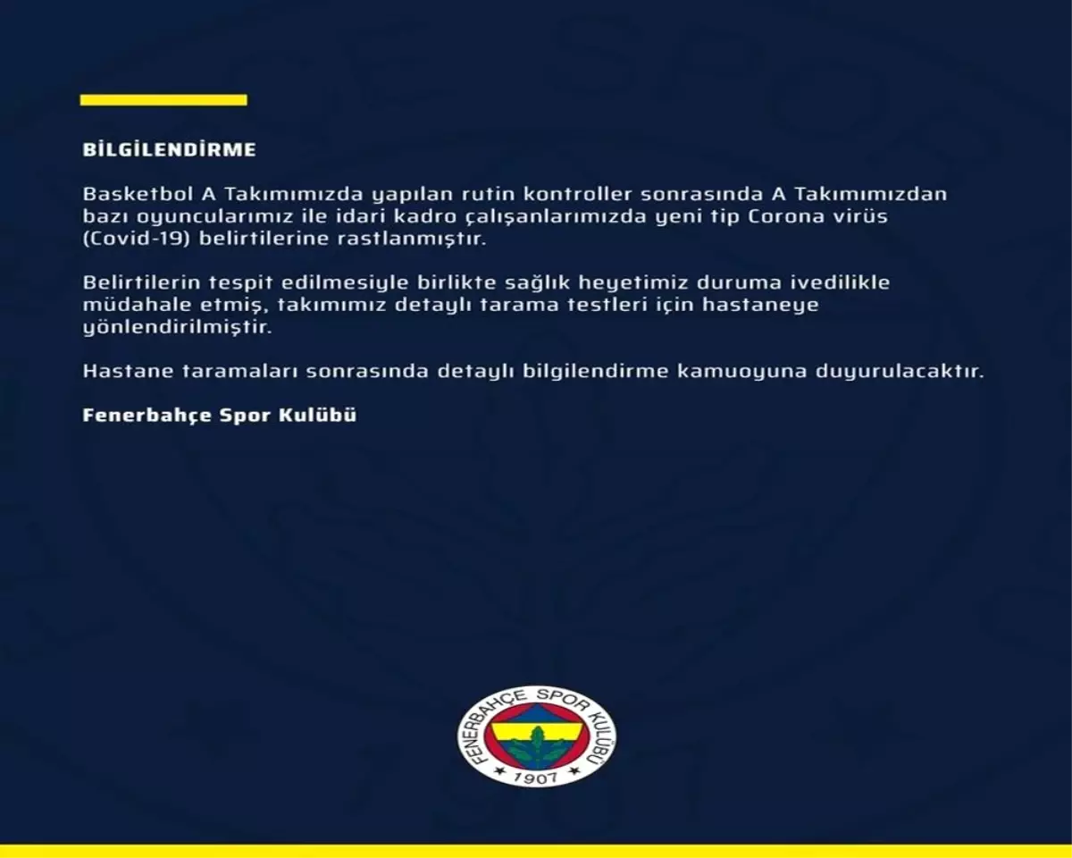 Fenerbahçe Beko\'da korona virüs!